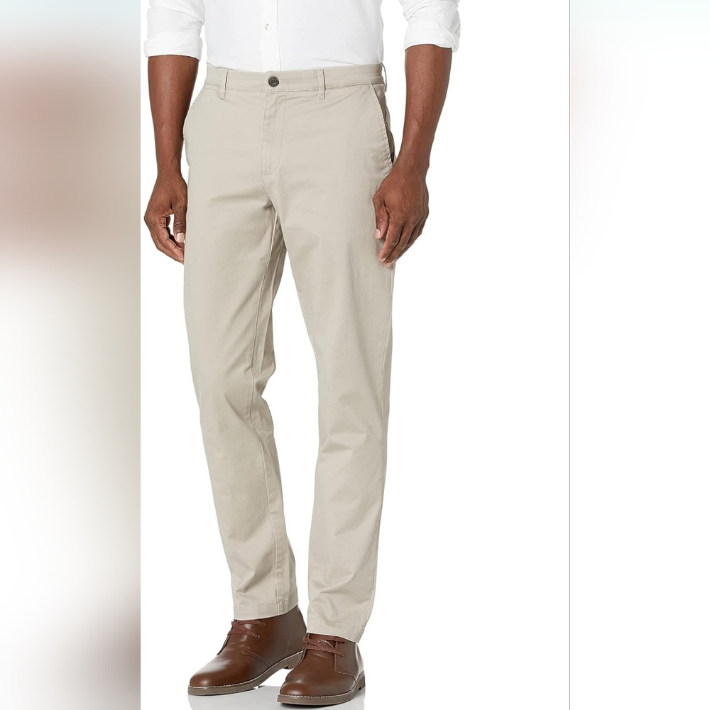 Goodthreads Men's Athletic-Fit Washed Comfort Stretch Chino Pants, Khaki, 36X32